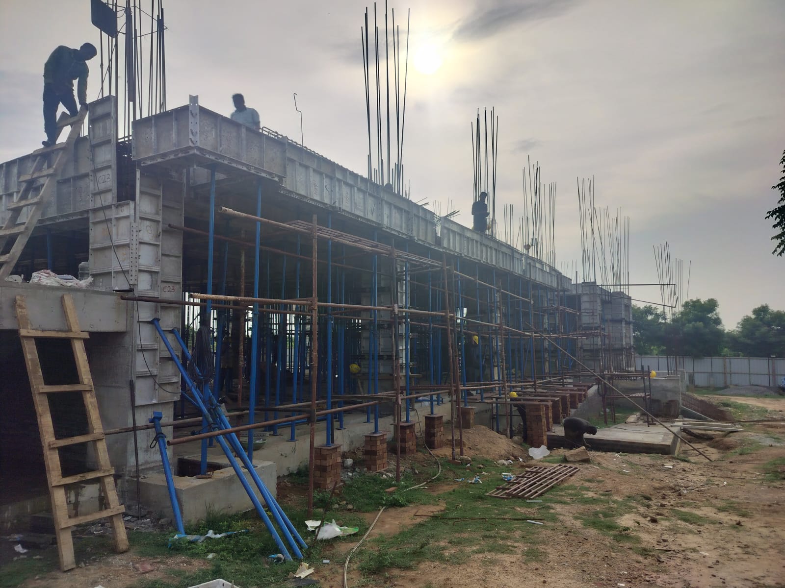 Aluminium formwork system on an active construction site